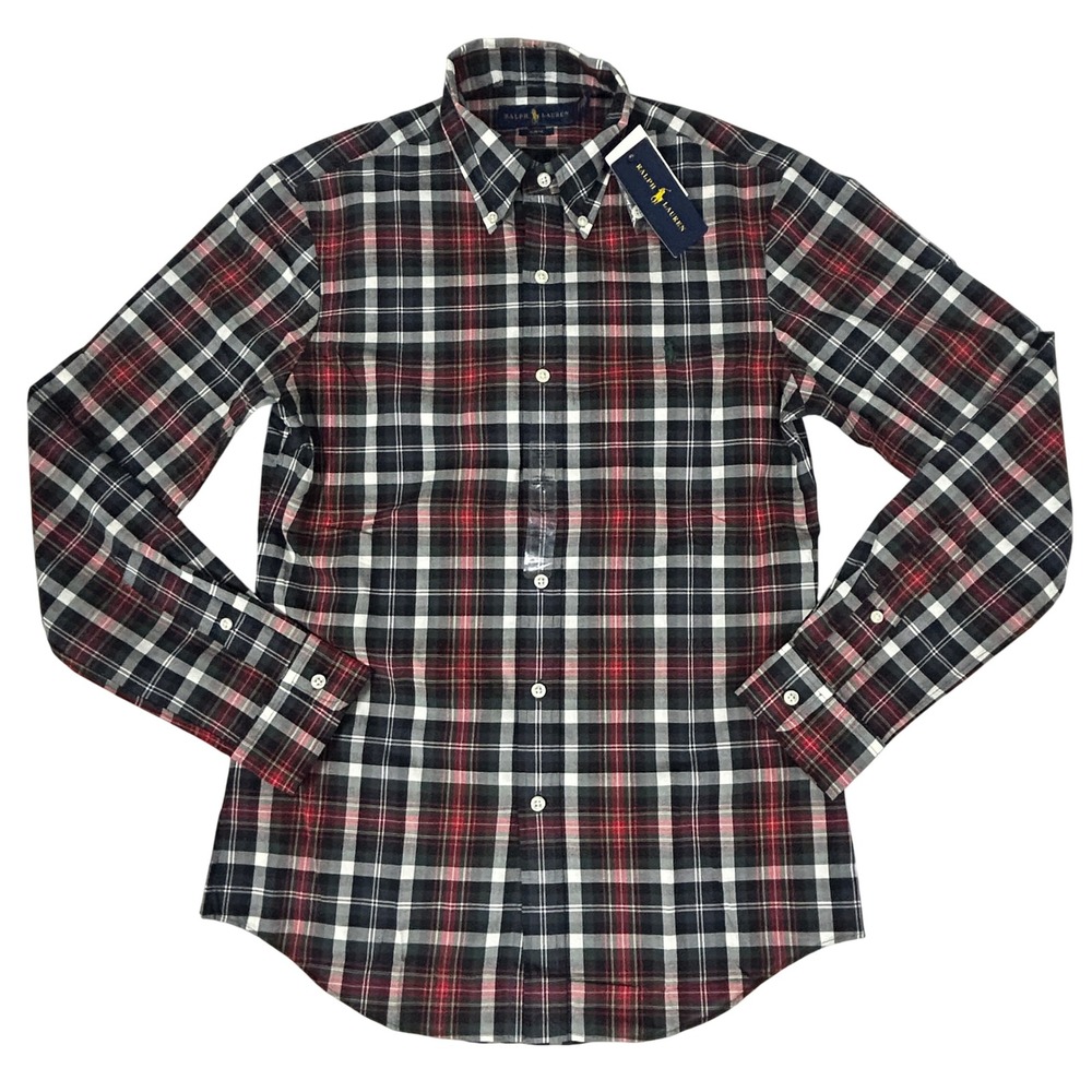 Ralph Lauren Shirt Mens S Slim Fit Lightweight Tartan‎ Plaid Cotton Button Down